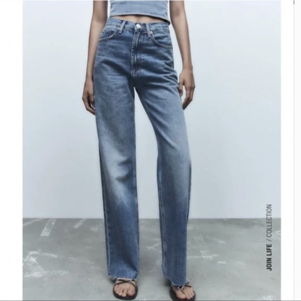 NWT ZARA WIDE LEG JEANS BLUE